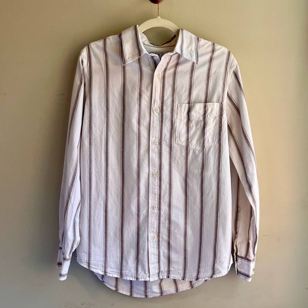 Urban Pipeline Brown & White Striped Long-Sleeve Shirt – Size M